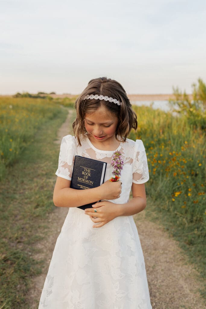 Creative and effortless outdoor baptism photography for LDS families