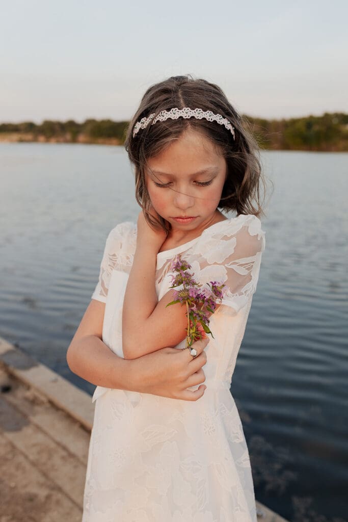 Golden hour baptism photos at Brushy Creek Park in Austin