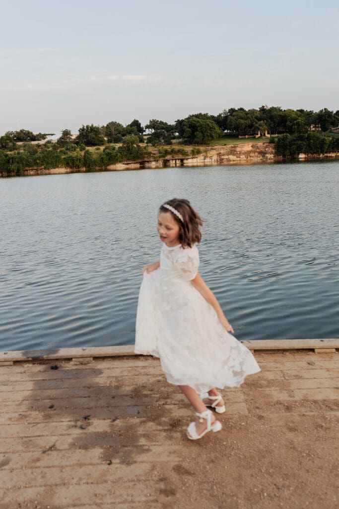 Natural and timeless baptism photo in Austin Texas park location