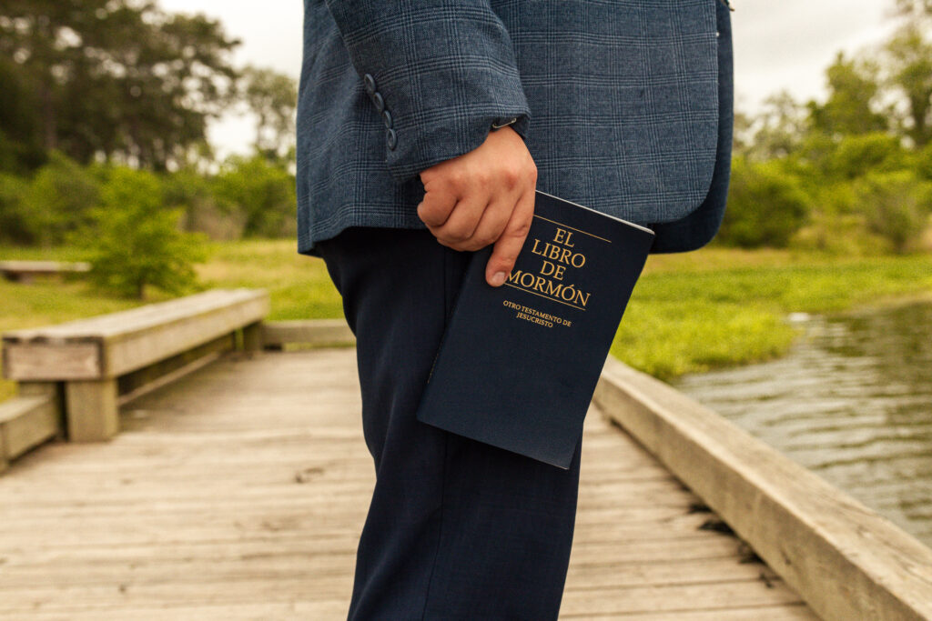 Reflective missionary session in Spring, Texas featuring clean suit and tie


