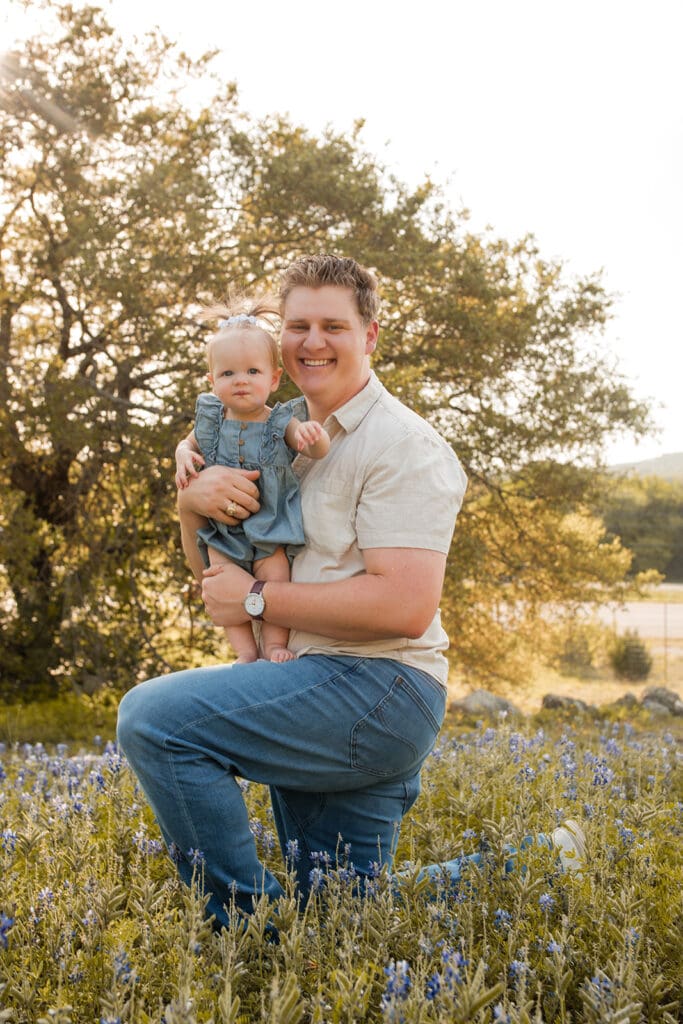 Natural light family portrait taken on private land in Bulverde, Texas

