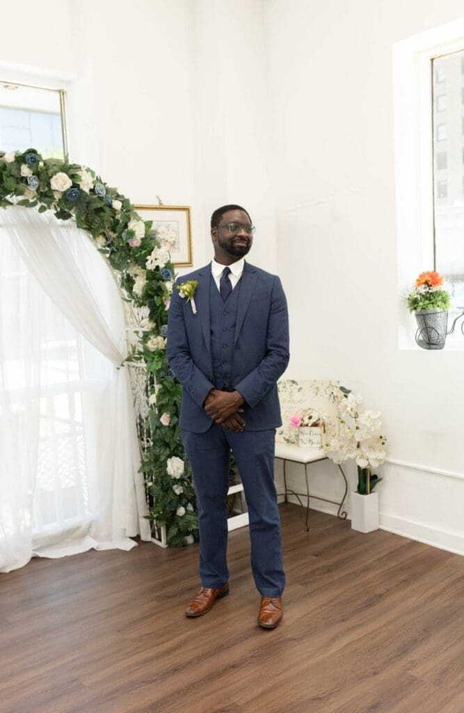 groom at The Courthouse Wedding Chapel 